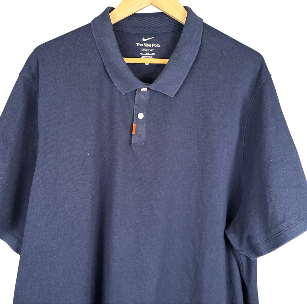 Nike Polo Dri-FIT Mens 3XL Navy Blue Short Sleeve Golf Shirt Pique Swoosh